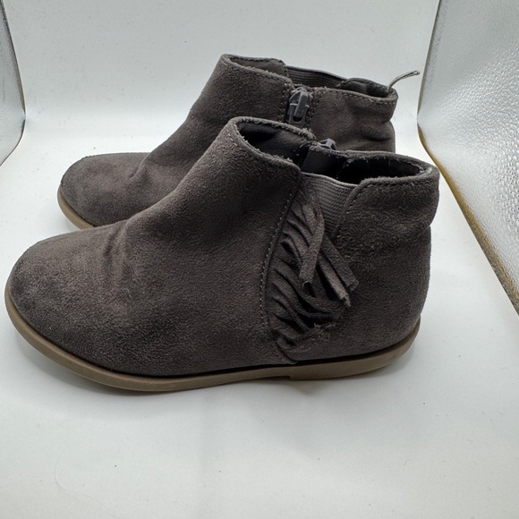 Old Navy Toddler Girl Size 10 Brown Ankle Boots Booties with Fringe - Picture 3 of 6